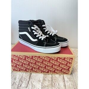 VANS Filmore Hi Teens High Top Suede Shoes Black White Size US 6